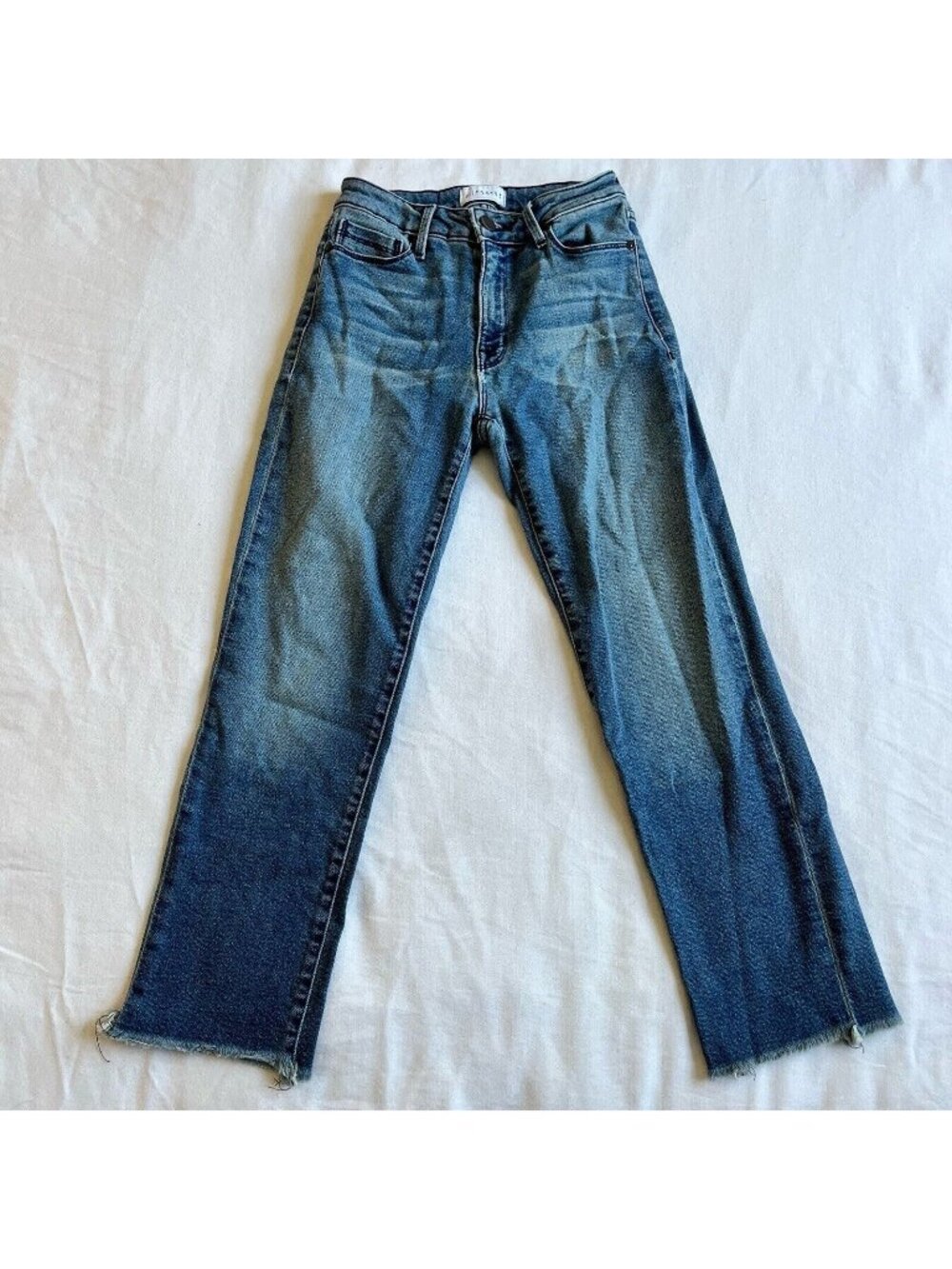 PARKER SMITH Womens Straight Leg Jeans Raw Hem MidRise Stretch Denim Size 25